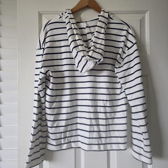 J Crew Striped V-neck hoodie M NEW NWT - Picture 7 of 7